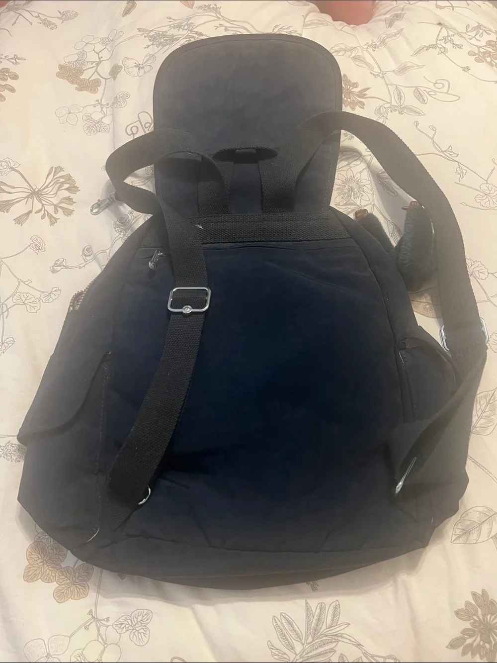 Kipling Dark Blue compact Backpack with Monkey Charm